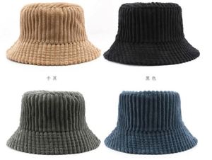 Corduroy <b>Bucket</b> Adjustable Outdoor Sun <b>Hat</b> Packed <b>Reversible</b> Beach <b>Hats</b> Flat Top Cap for Travel Promotion Gift - Product Image 2