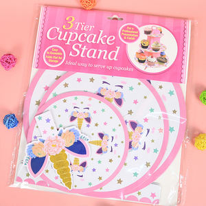 Support à gâteaux en papier rose, fournitures de fête d'<span class=keywords><strong>anniversaire</strong></span> <span class=keywords><strong>licorne</strong></span> pour enfants, 3 niveaux, support à Cupcake pour décoration, réception, cadeaux pour bébé - Product Image 5