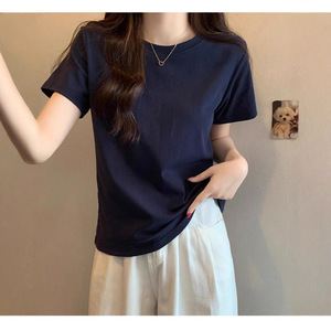 Camiseta <span class=keywords><strong>de</strong></span> Verano para Mujer, Talla Grande, Estilo Casual, Ajustada, <span class=keywords><strong>de</strong></span> Algodón y Elastano, Color Sólido, para <span class=keywords><strong>Chicas</strong></span> Curvy, Estilo <span class=keywords><strong>Instagram</strong></span> - Product Image 2