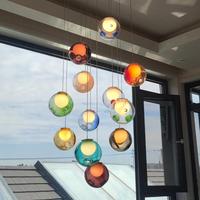 Lustre LED moderne en verre coloré, petit modèle E26, hauteur réglable, luminaire suspendu personnalisable pour restaurant, villa, salon