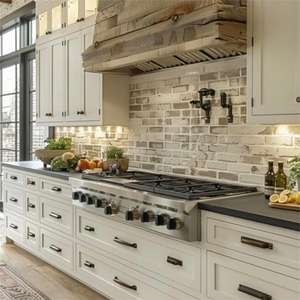 Kabinet dapur kayu mewah finishing alami laci penutup lembut desain kustom untuk interior perumahan - Product Image 4