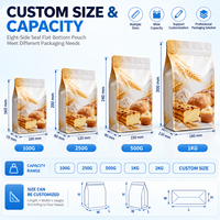 Sachet refermable à huit soudures en aluminium personnalisé pour mélange de poudre de cuisson, avec fermeture éclair, pour la vente au détail et en gros
