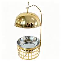 Plat à réchaud suspendu en acier inoxydable doré 8L avec couvercle, cadre creux, chauffe-plats pour buffet, idéal pour hôtels, mariages, banquets et traiteurs