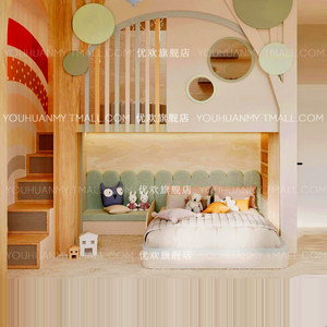 Cama litera infantil <span class=keywords><strong>de</strong></span> <span class=keywords><strong>madera</strong></span> maciza con diseño <span class=keywords><strong>de</strong></span> cabaña forestal, gran cama temática <span class=keywords><strong>de</strong></span> árbol para habitación familiar, <span class=keywords><strong>de</strong></span> doble nivel para varios niños - Product Image 4