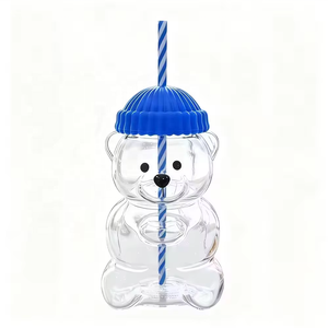 Gobelet en verre en forme d'animal mignon de 17 oz, motif ours, pour vente en gros, idéal pour les boutiques en ligne et les chaînes de magasins. - Product Image 3