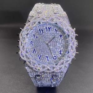 Nuevo Reloj de Lujo para Hombre con Moissanita Incolora VVS, Acero Inoxidable, Titanio, Personalizado, Blanco Hielo, Dorado, Corona, Analógico, Vintage, Cristal, Silicona - Product Image 5