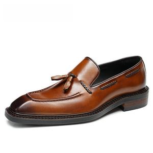Nuevos Zapatos Oxford de Cuero para Hombre, Sin Cordones, Impermeables, Transpirables, Estilo Británico, Formales, de Negocios, Modernos, Casuales de Oficina - Product Image 1