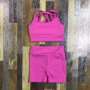 Conjuntos de Yoga populares 2025, venta al por mayor, sujetador para niñas, pantalones cortos, ropa deportiva, baile, conjunto de Yoga para niños - Product Image 1