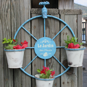 Grand support à fleurs en fer enduit de poudre durable moderne vintage Kit de support en fer forgé pour le <span class=keywords><strong>jardin</strong></span> et la maison Seau en métal <span class=keywords><strong>bleu</strong></span> pour l'intérieur - Product Image 6