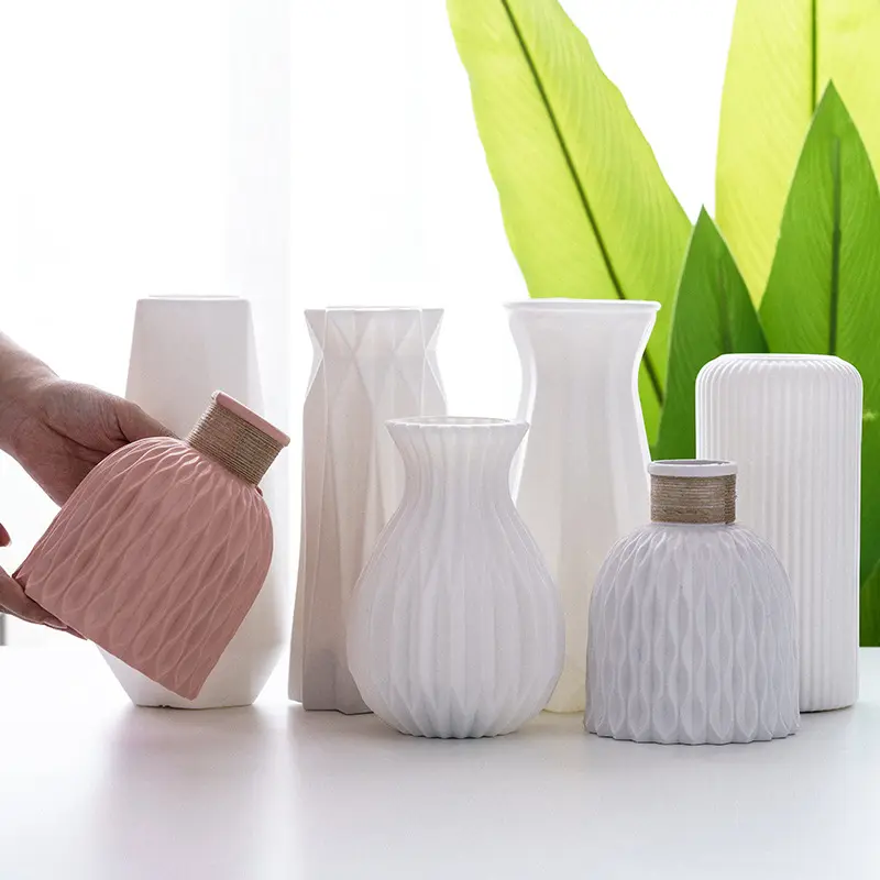 Hoge Kwaliteit Eenvoudige Moderne Stijl Grote Plastic Vazen Woonkamer Decoratie Bloemenvazen Voor Party Home Tafeldecoratie