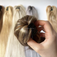 Extensions de queue de cheval droites à pince en cheveux naturels, double épaisseur, couleur Balayage, personnalisées en usine, pour femmes, faciles à poser