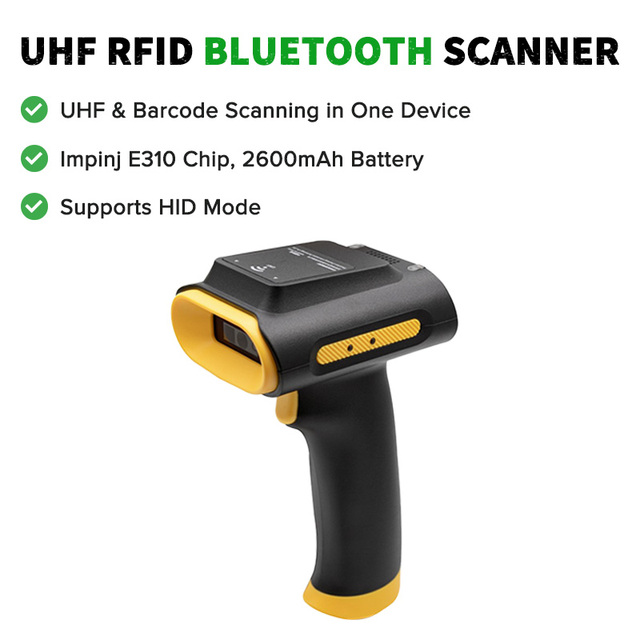 UHF RFID Handheld Inventory Scanner RFID UHF Tag Reader Barcode  1D/2D Portable UHF RFID Gun Reader Terminal for Data Collect