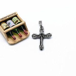 Yunnique <b>Titanium</b> Steel Cross Pendant <b>Necklace</b> with Bezel Set Black Stone Inlay for Men and Women Fashion Jewelry GZYP-0501 - Product Image 2
