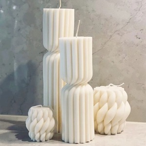 Cylindrical Striped Silicone Candle Mold Irregular Shape DIY Candle Molds Plaster <b>Ornament</b> Mold - Product Image 2