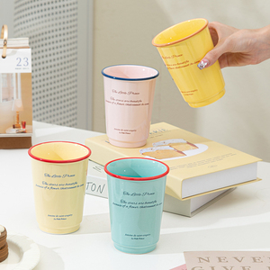 แก้วน้ำวินเทจทรงสูง ขนาด 360 มล. 12 ออนซ์ แก้วกาแฟ แก้วน้ำผลไม้ แก้วเซรามิกน่ารัก - Product Image 1