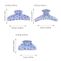 Pince à cheveux coréenne en PVC à pois bleus pour femme – Grandes et moyennes tailles, pince requin douce pour chignons et coiffures mi-hautes, accessoire capillaire