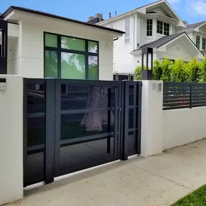 Puerta de aluminio personalizada para jardín, puerta de Metal recubierta de polvo cortado con láser, 2022