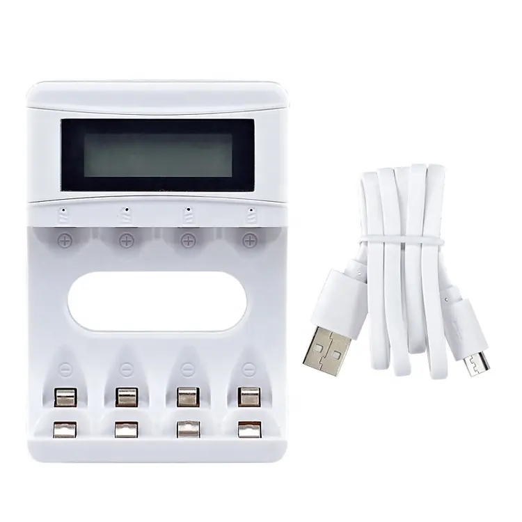 Pengisi Daya Kabel USB Mikro untuk Baterai Ni-MH Ni-cd AA AAA dengan Layar LCD Grosir Pengisi Daya Baterai 1.2V