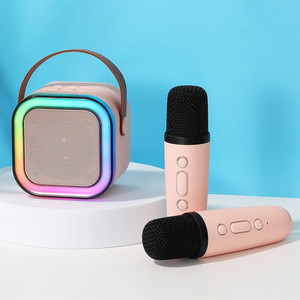 Lonvel Speaker Mini portabel, lampu Rgb berkedip, pesta rumah portabel Karoke Set mikrofon dapat diisi ulang nirkabel dengan 2 mikrofon - Product Image 3