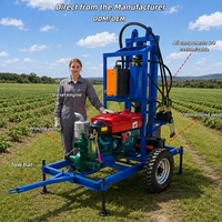 Foreuse portable de puits d'eau 200m 25HP prix usine Plate-forme de forage de puits d'eau personnalisable irrigation agricole