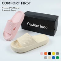 Pantoufles Cloud Slides pour femmes en EVA, semelle épaisse côtelée antidérapante, personnalisables, vente en gros, direct usine, plage, faible MOQ