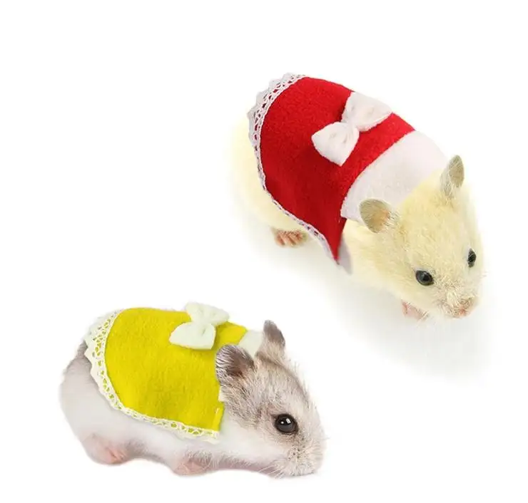 弓とレースの小さな動物の衣装ペットパーティーコスプレコスチュームハロウィンクリスマス服とハムスター服ミニスカート