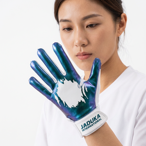 Gants de football américain Premium Grip pour receveur, logo personnalisé, performance optimale, doigts entièrement couverts, main droite, polyester/coton, couleur unie - Product Image 1