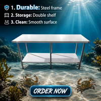 Table de travail robuste en acier inoxydable 201 haute densité, cadre en tube carré massif, résistante à la corrosion, certifiée NSF, capacité élevée