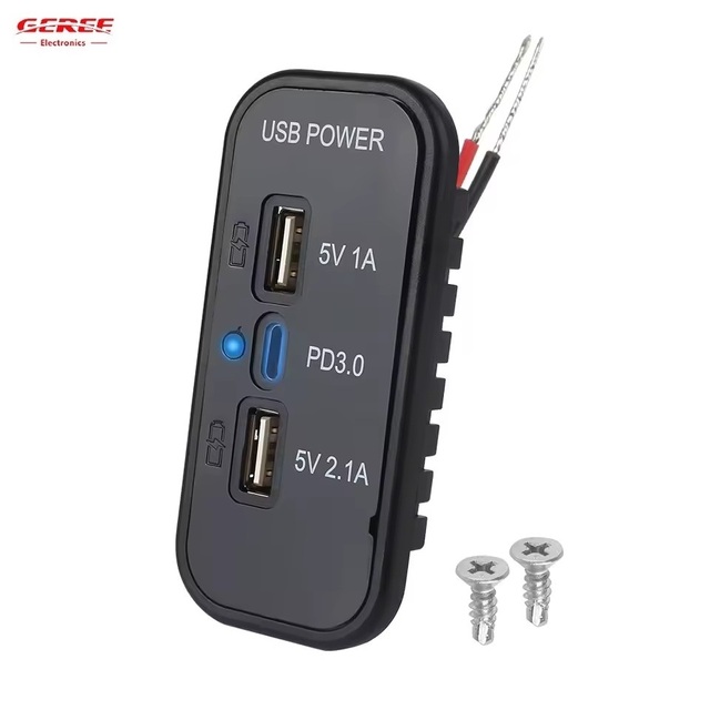 Universal 12V 24V Vehicle PD3.0 18W 3-Port USB Fast Car Charger Multi Port Charging Adapter for Automobile, Yacht and Boat