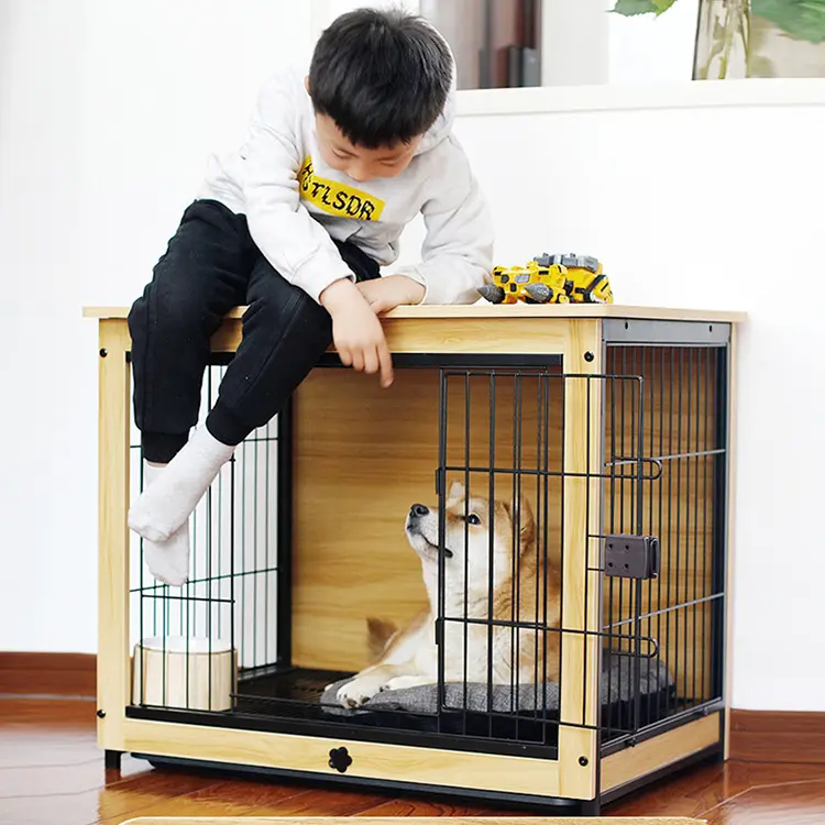 Small Solid Wooden Pet House for Living Room Outdoor Cat Litter Box and Sturdy Durable Dog Crate
