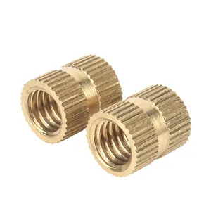 Brass knurled nut Brass Insert Through Thread Knurled Copper Inserts Nut