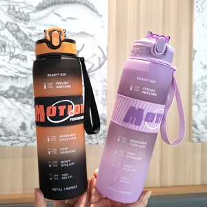 Bouteille d'eau sport en plastique dégradé de 1L avec marqueur de temps, idéale pour la gym et la <span class=keywords><strong>motivation</strong></span> estivale - Product Image 6