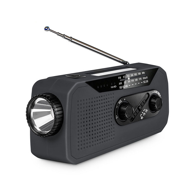 HN-038 Portable Radio LED Flashlight Emergency Radio AM/FM Solar Powered Hand Cranked Radio 2000Mah