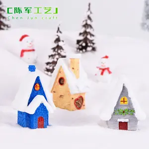 雪花房圣诞雪人装饰欧式糖果色别墅创意树脂工艺礼品