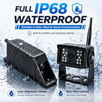 Sistema de Cámara Inalámbrica para Montacargas de 7 Pulgadas con Cámaras Impermeables IP68, Detección de Peatones con IA BSD, Guía Láser y Monitor de Seguridad