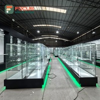 Vitrine de présentation en verre de grande taille avec éclairage LED intégré, unité de comptoir, étagères personnalisées pour magasin de détail, étanches et écologiques