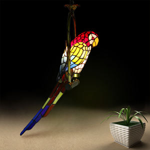 Lámpara Colgante LED de Vitral Estilo Tiffany Europeo, Diseño de Loro Rojo Grande, Forma Larga, 2700K, Luz Blanca Cálida Suave, Cilíndrica - Product Image 4