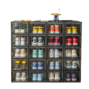 Cajas de Zapatos al por Mayor con Logotipo Personalizado de Fábrica, Caja de Zapatos Transparente con Puerta Frontal Abatible, Caja de Almacenamiento de Zapatos Apilable de Plástico - Product Image 3