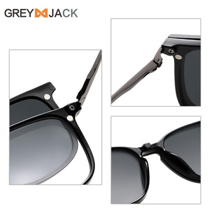 Lunettes de soleil magnétiques Greyjack, monture noire en TR métal, charnières à ressort, polarisées UV400, style carré unisexe - Product Image 4