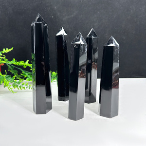 All'ingrosso di cristallo naturale nero di ossidiana punto di bacchetta spirituale pietra di guarigione grandi torri di ossidiana per la decorazione - Product Image 1
