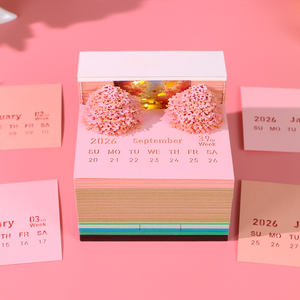 Bloc-notes 3D Calendrier Forêt de fleurs de pêcher Papier découpé Bloc-notes Décoration de bureau Papeterie Cadeau d'anniversaire pour enfants Cadeau de Noël - Product Image 2