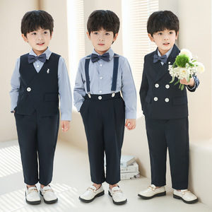 Bộ đồ trẻ em ZC012 Xuân/Hè Mẫu mới Váy hoa dự tiệc sinh nhật bé gái Áo sơ mi bé trai cổ V đơn hàng nút - Product Image 2