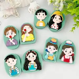 INTODIY Valentine's Day Baking Decoration Soft Clay Chocolate Boy and Girl Silicone Fondant Molds