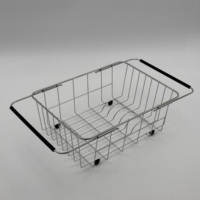 Égouttoir à vaisselle carré moderne en acier inoxydable 304, sur pied, pour évier, avec support réglable pour fruits et légumes