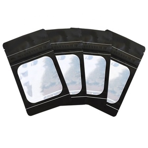 Biểu tượng tùy chỉnh đứng lên Zip khóa childproof Matte đen nắp kéo mùi bằng chứng Ziplock túi với cửa sổ rõ ràng - Product Image 2