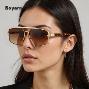 Boyarn classique petit cadre Double faisceau hommes et femmes nuances dégradé épais métal jambe polygone Uv400 Protection <span class=keywords><strong>lunettes</strong></span> <span class=keywords><strong>de</strong></span> <span class=keywords><strong>soleil</strong></span> - Product Image 4