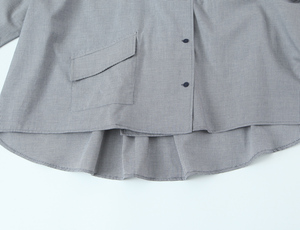 <span class=keywords><strong>Blusa</strong></span> de Moda Casual con <span class=keywords><strong>Cuello</strong></span> <span class=keywords><strong>Alto</strong></span> y Manga Larga en Color <span class=keywords><strong>Gris</strong></span> con Botones para Mujer - Product Image 4