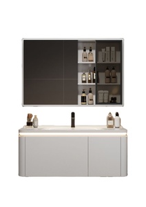 New white bathroom <b>vanity</b> with smart <b>makeup</b> mirror white washbasin and wall-mounted cabinet - Product Image 6