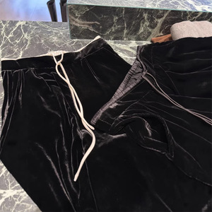 <span class=keywords><strong>Pantalon</strong></span> en <span class=keywords><strong>velours</strong></span> de soie de mûrier 100 % luxueux pour femme, élégant, style rétro <span class=keywords><strong>français</strong></span>, taille mi-haute, coupe ample, droit, décontracté 2026 - Product Image 1