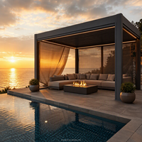 Aluminium-Lamellenpergola mit motorisiertem, einziehbarem Dach, Infinity-Pool-Terrassen-Sonnenschutzsystem, winddicht, für Garten und Hinterhof